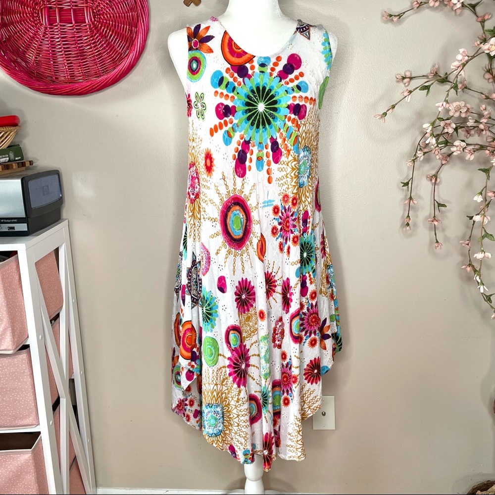 Siya boho asymmetrical eyelet artsy dress